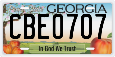 GA license plate CBE0707