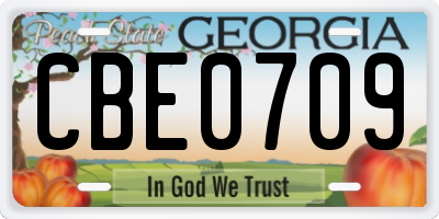 GA license plate CBE0709