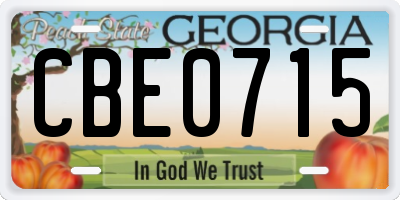 GA license plate CBE0715