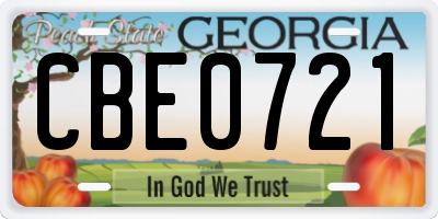 GA license plate CBE0721