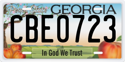 GA license plate CBE0723