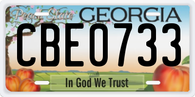 GA license plate CBE0733