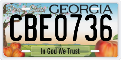 GA license plate CBE0736