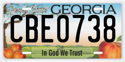 GA license plate CBE0738