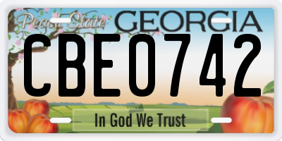GA license plate CBE0742