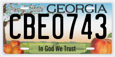 GA license plate CBE0743