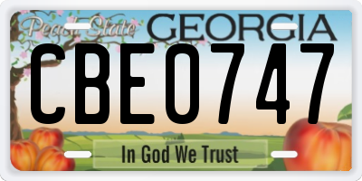 GA license plate CBE0747