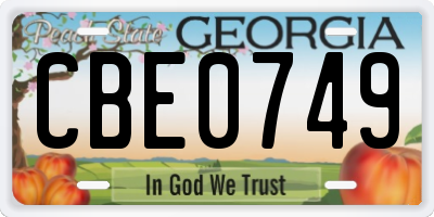 GA license plate CBE0749