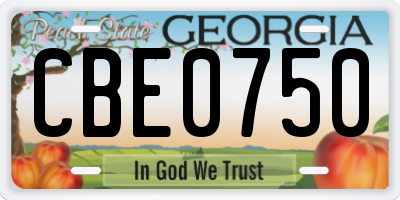 GA license plate CBE0750