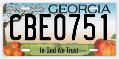 GA license plate CBE0751