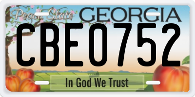 GA license plate CBE0752
