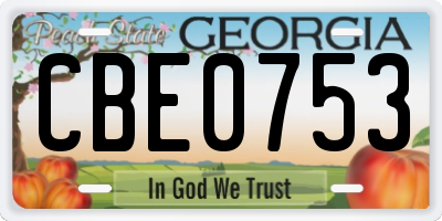 GA license plate CBE0753