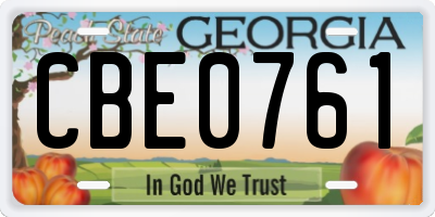 GA license plate CBE0761