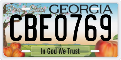 GA license plate CBE0769