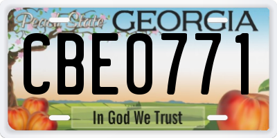 GA license plate CBE0771