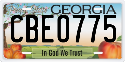 GA license plate CBE0775