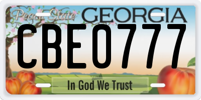 GA license plate CBE0777