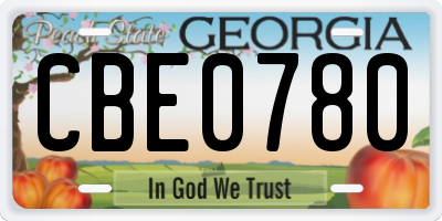 GA license plate CBE0780