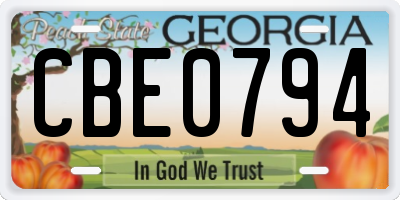 GA license plate CBE0794
