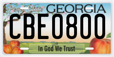 GA license plate CBE0800