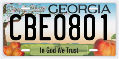 GA license plate CBE0801