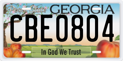 GA license plate CBE0804