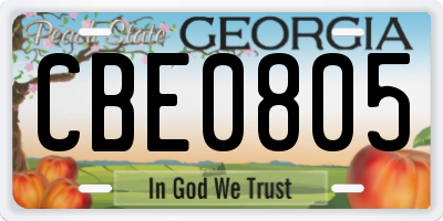 GA license plate CBE0805