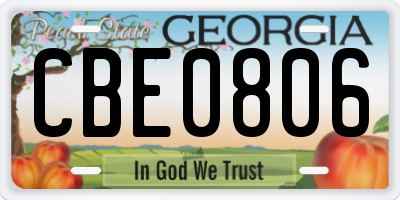 GA license plate CBE0806