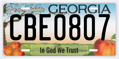 GA license plate CBE0807