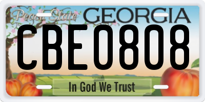 GA license plate CBE0808