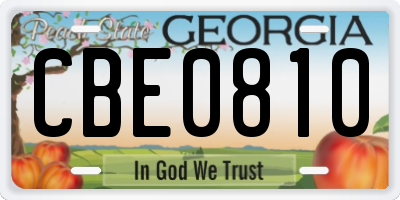 GA license plate CBE0810