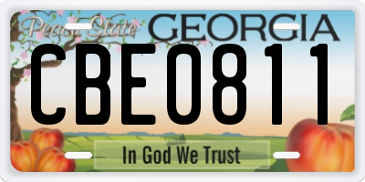 GA license plate CBE0811