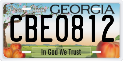 GA license plate CBE0812