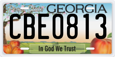 GA license plate CBE0813