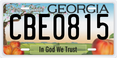 GA license plate CBE0815