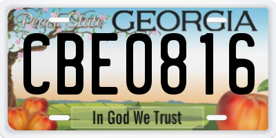 GA license plate CBE0816