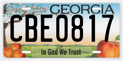 GA license plate CBE0817