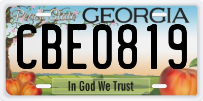 GA license plate CBE0819