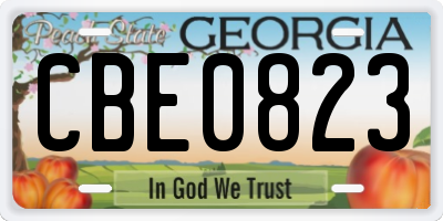 GA license plate CBE0823