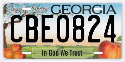 GA license plate CBE0824