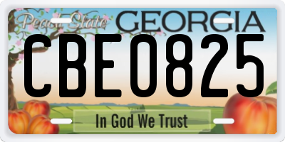 GA license plate CBE0825