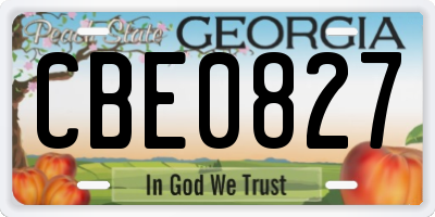 GA license plate CBE0827