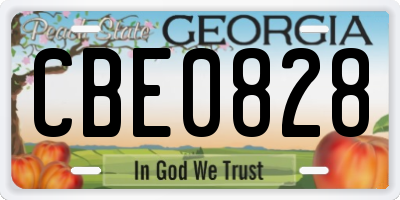 GA license plate CBE0828