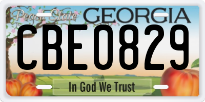 GA license plate CBE0829