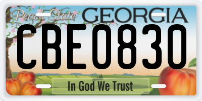 GA license plate CBE0830