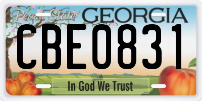 GA license plate CBE0831