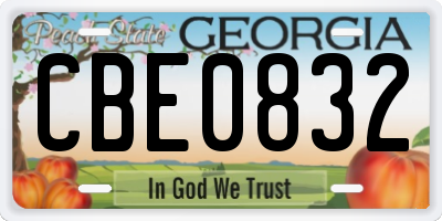 GA license plate CBE0832