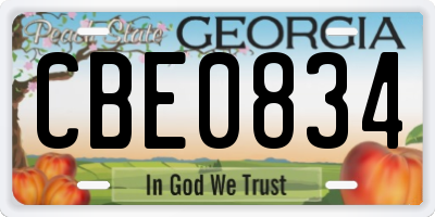 GA license plate CBE0834