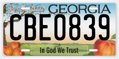 GA license plate CBE0839