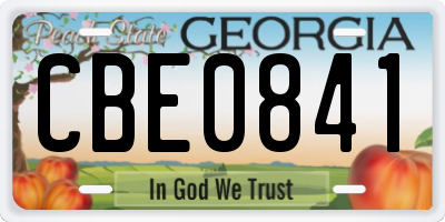 GA license plate CBE0841